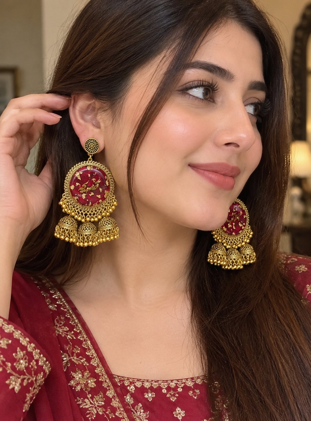 Red Jhumkay customize
